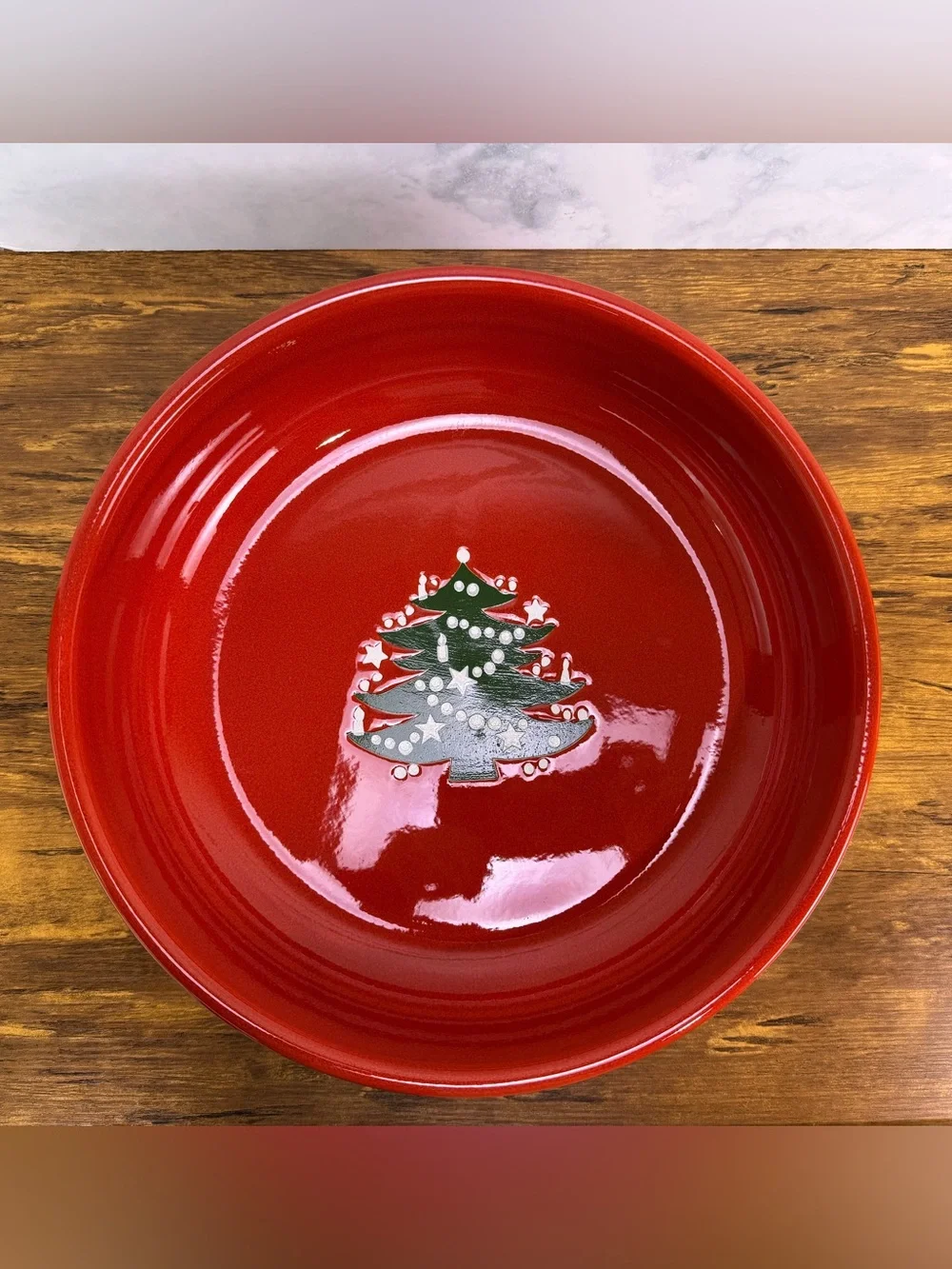 Vintage Waechtersbach West Germany 12.75” Christmas Tree Serving Bowl Red